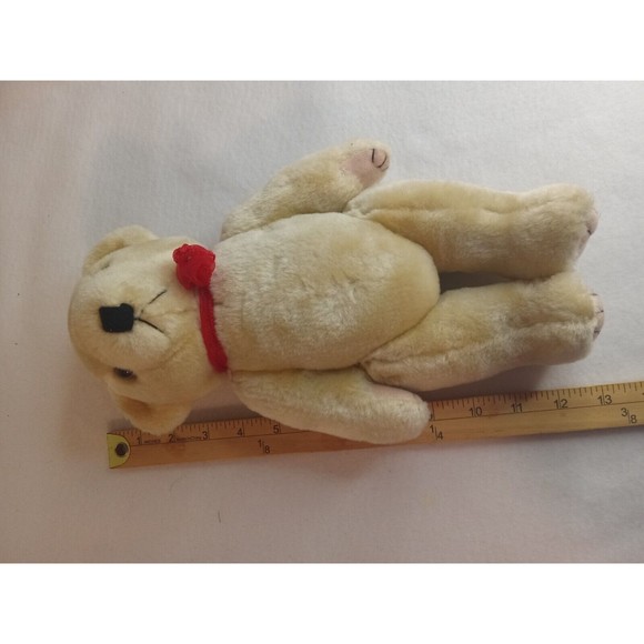 Vintage Jointed Terry Bear Plush Red Ribbon 12" Stuff Animal.       Q - Picture 4 of 4